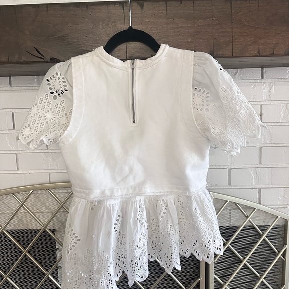 Short sleeved asymmetrical eyelet top - Picture 2 of 2